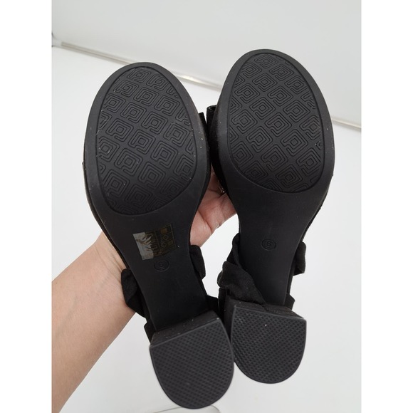 NWOB Dream Pairs Black Suede 5.5" High block heel ankle wrap dressy sandals 6 - Picture 4 of 9